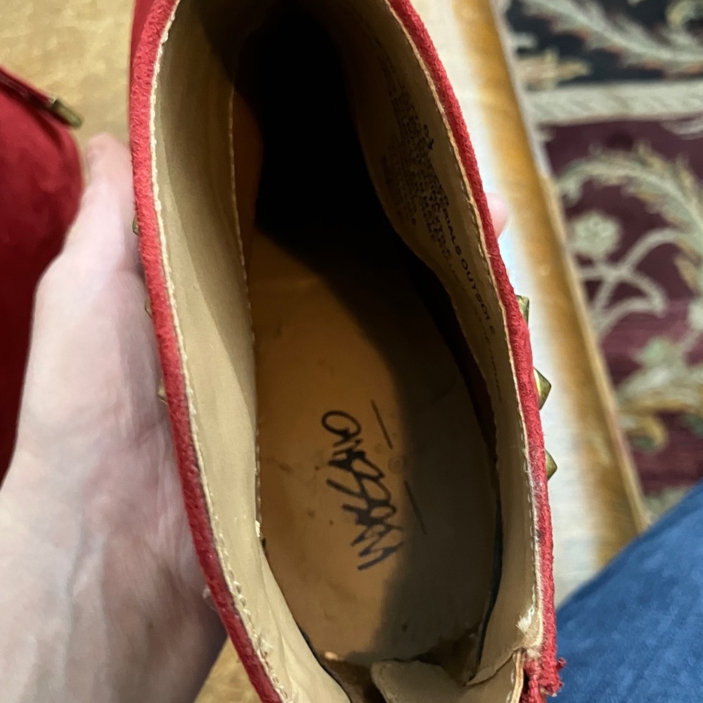 Massimo Red Suede Ankle Boots with Studded Detail size 6.5 - Picture 6 of 7